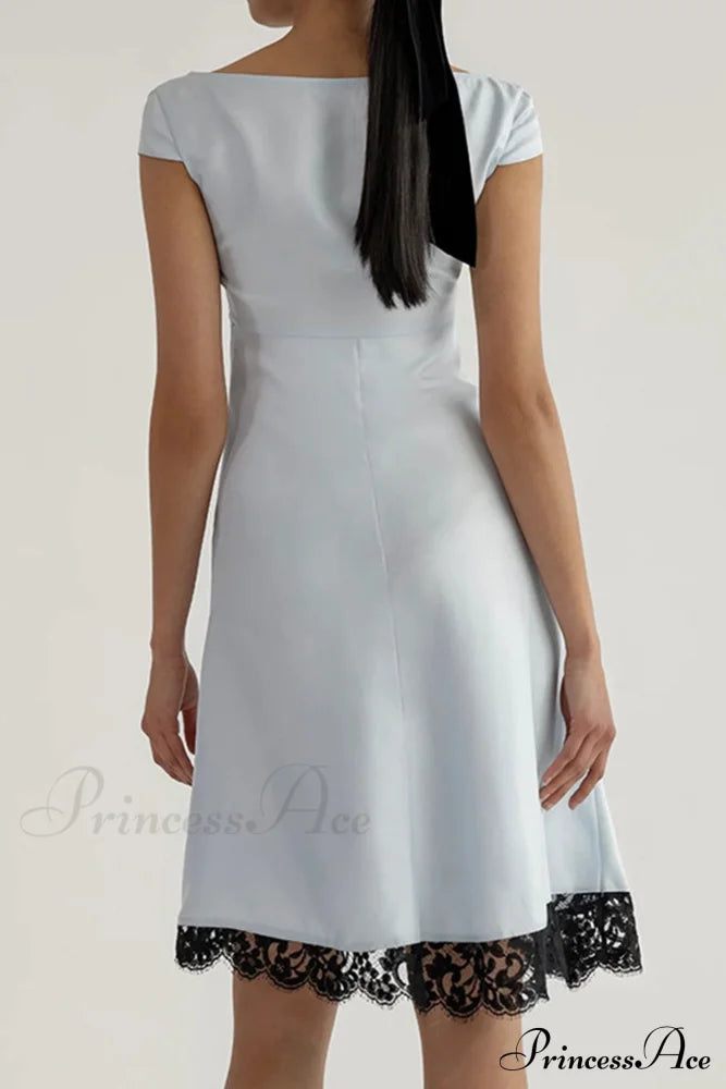 Satin Mini Dress With Lace Patchwork