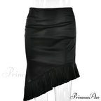 Satin Pleated Stylish Trim Midi Skirt