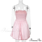 Satin Puff Ruched Charming Tube Mini Dress