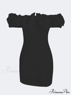 Satin Ruffled Stylish Strapless Mini Dress