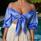Satin Slik Crop Women Bow Sashes V Neck Sleeveless Half Sleeve Cropped Backless Cropped Feminino Tank Top