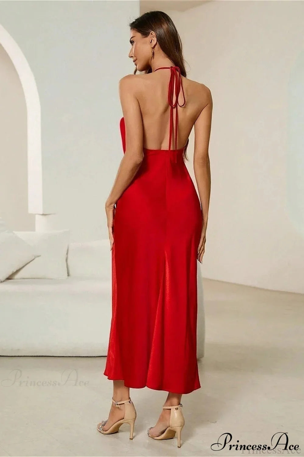 Satin Spaghetti Strap Party Dress