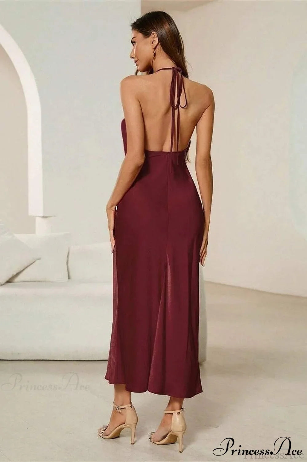 Satin Spaghetti Strap Party Dress