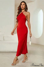 Satin Spaghetti Strap Party Dress