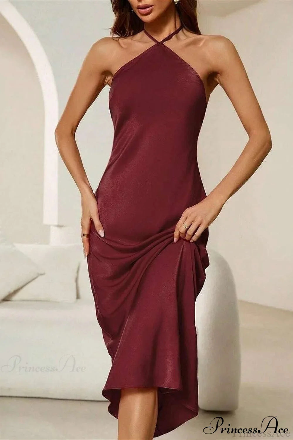 Satin Spaghetti Strap Party Dress