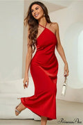 Satin Spaghetti Strap Party Dress