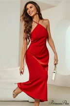 Satin Spaghetti Strap Party Dress
