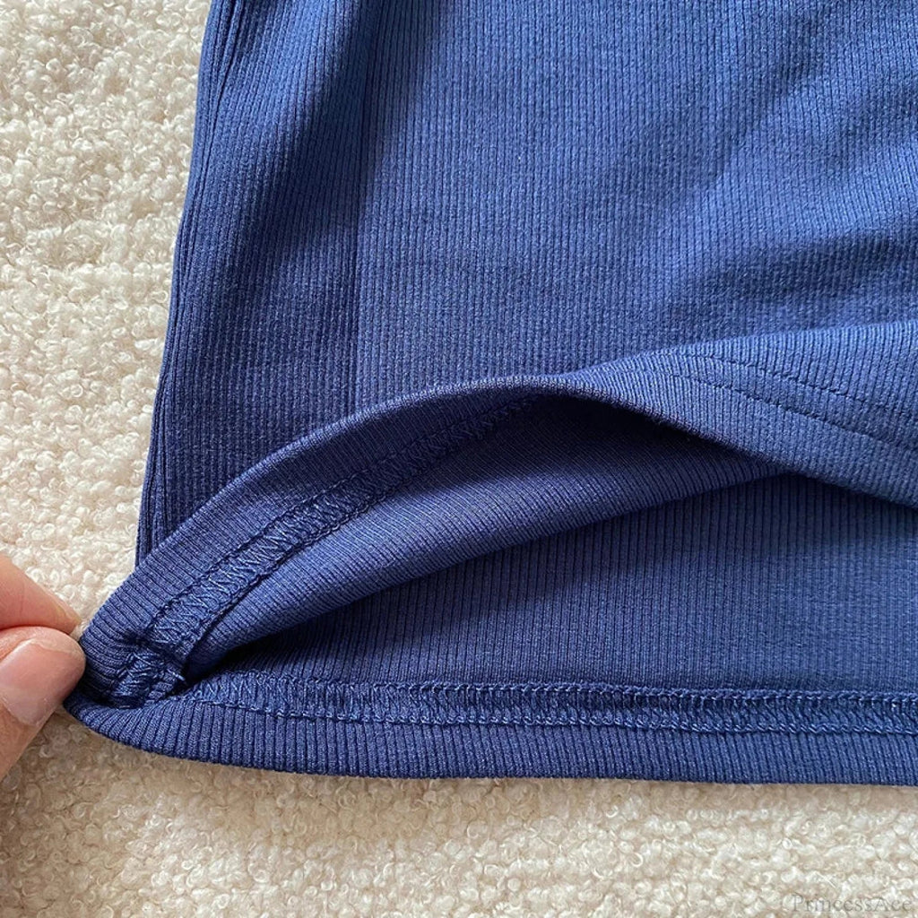 Screw Thread Cotton T-Shirt Slim Sweater