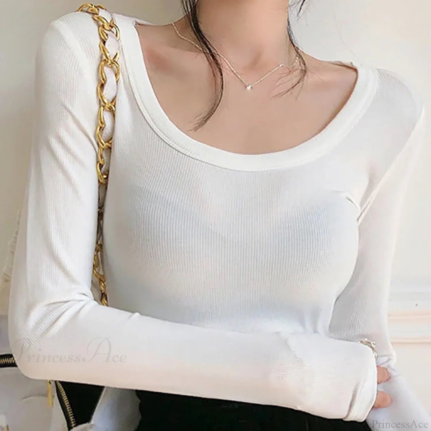 Screw Thread Cotton T-Shirt Slim Sweater