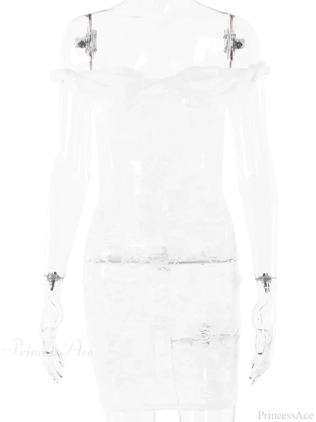 See-Through Lace Floral Off-Shoulder Bodycon Mini Dress