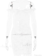 See-Through Lace Floral Off-Shoulder Bodycon Mini Dress