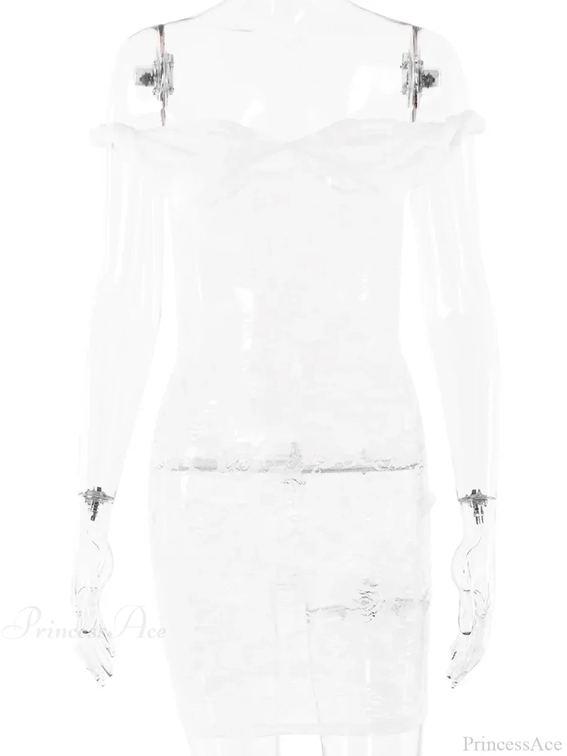See-Through Lace Floral Off-Shoulder Bodycon Mini Dress