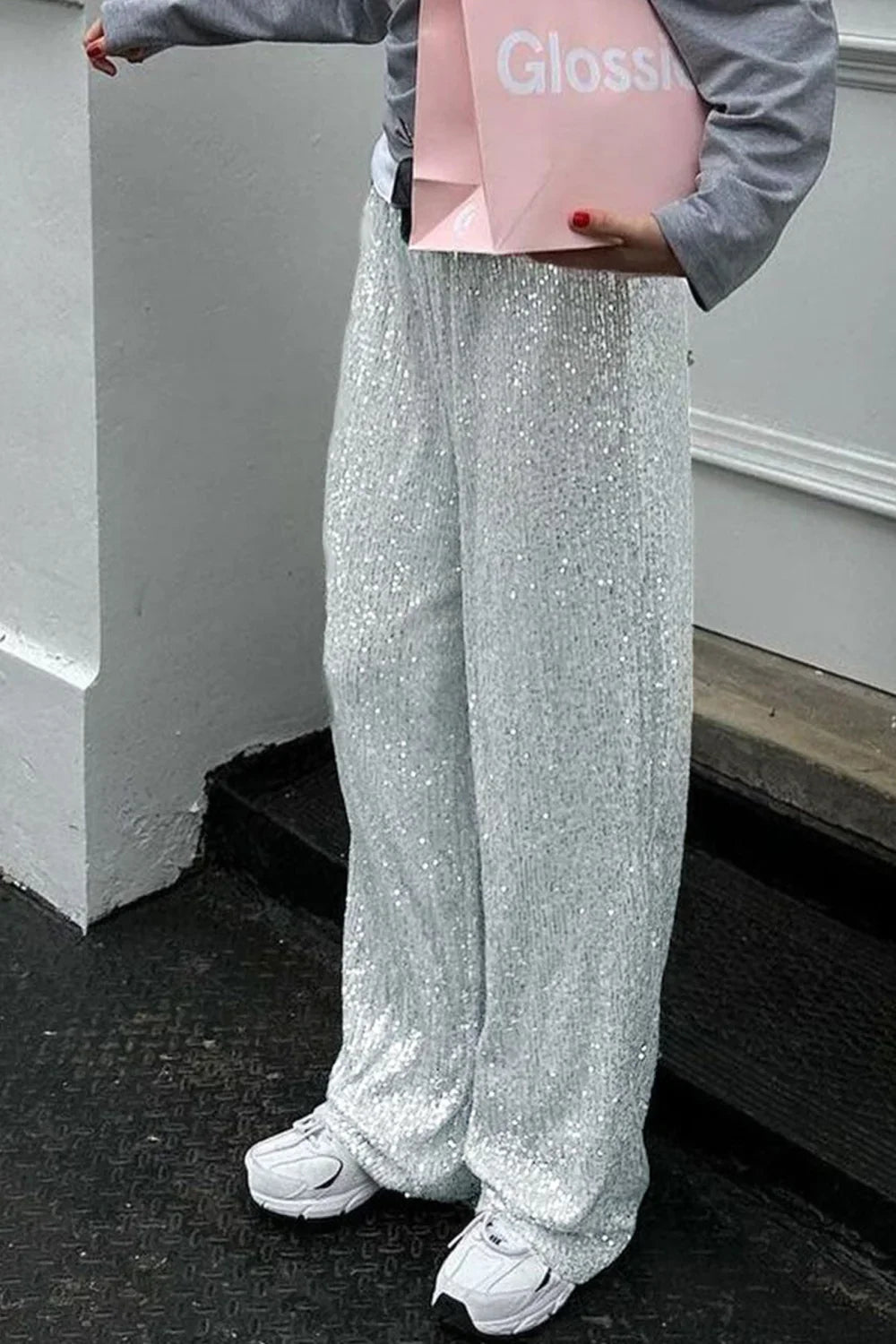 Sequin Long Straight Pants