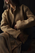 Sequin Metallic Stand Collar Loose Coat