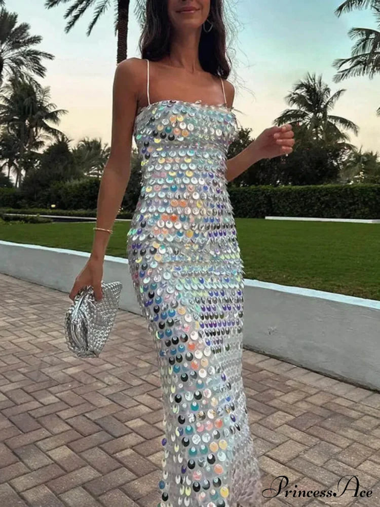 Sequin Versatile Stylish Irregular Midi Dress