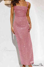 Sequined Backless Dress With Irregular Straps