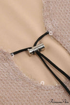 Sequins V Neck Flares Sleeve Pack Hip Dress