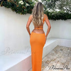 Backless Bandage White Maxi Dress