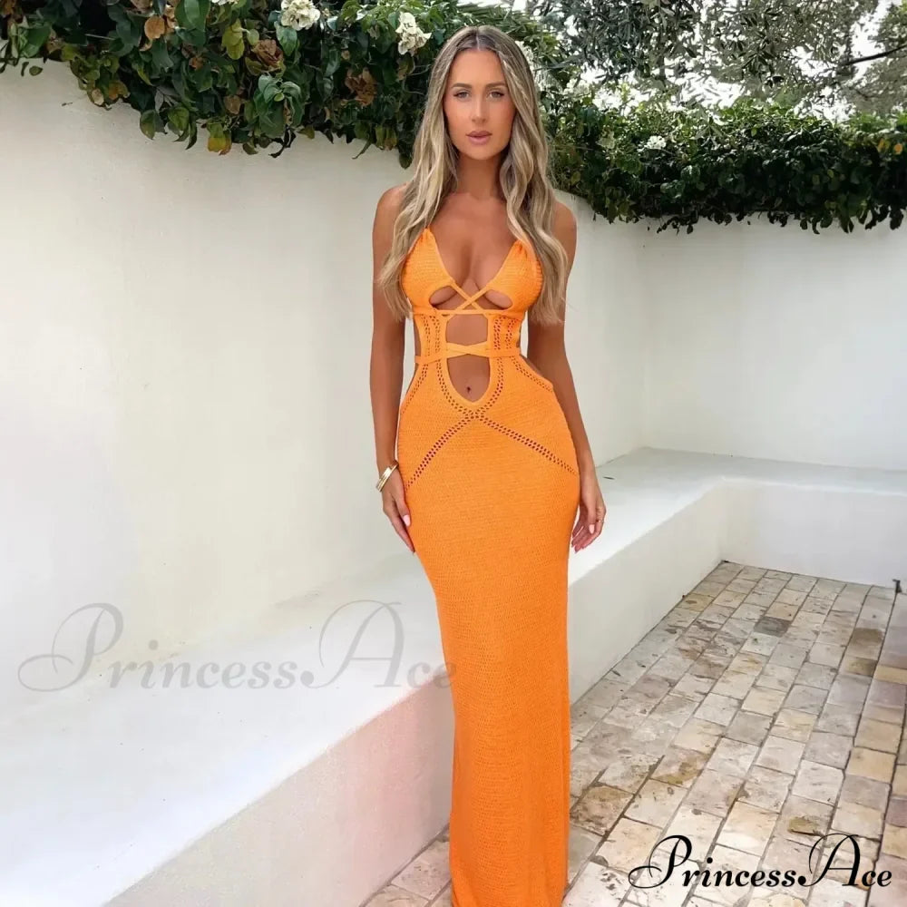Backless Bandage White Maxi Dress