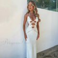Backless Bandage White Maxi Dress