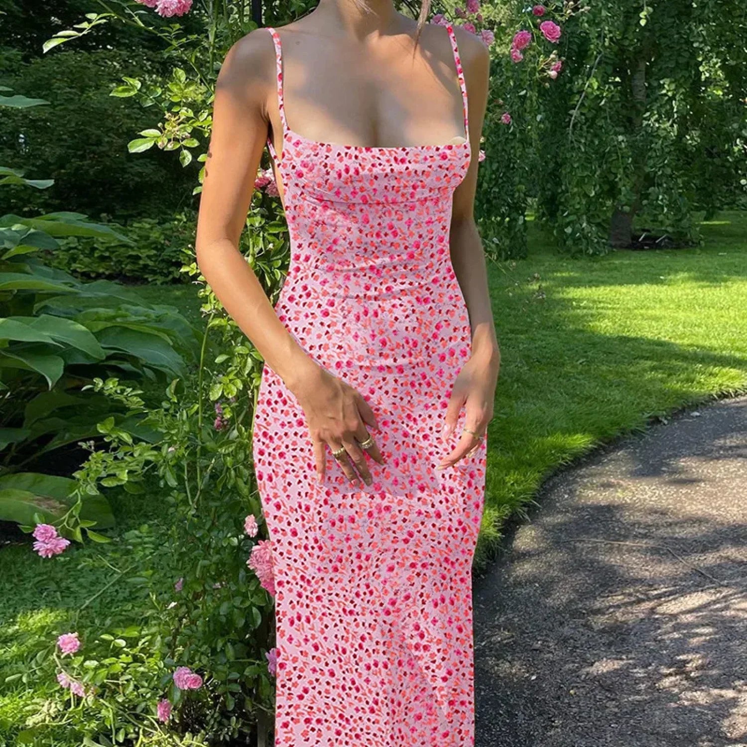Backless Slimming Beach Floral Dress