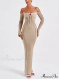 Backless Suspender Slim Graceful Hollow Long Sleeve Dress