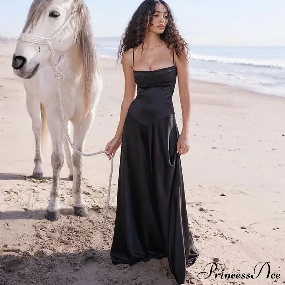 Bandage Lace Up Sleeveless Party Robe Maxi Dress