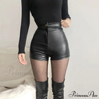 Black Pu Casual Shorts