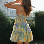 Chiffon Ruffle Floral Suspender Sundress