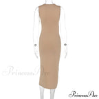 Cut Out Split Sleeveless Maxi Dress