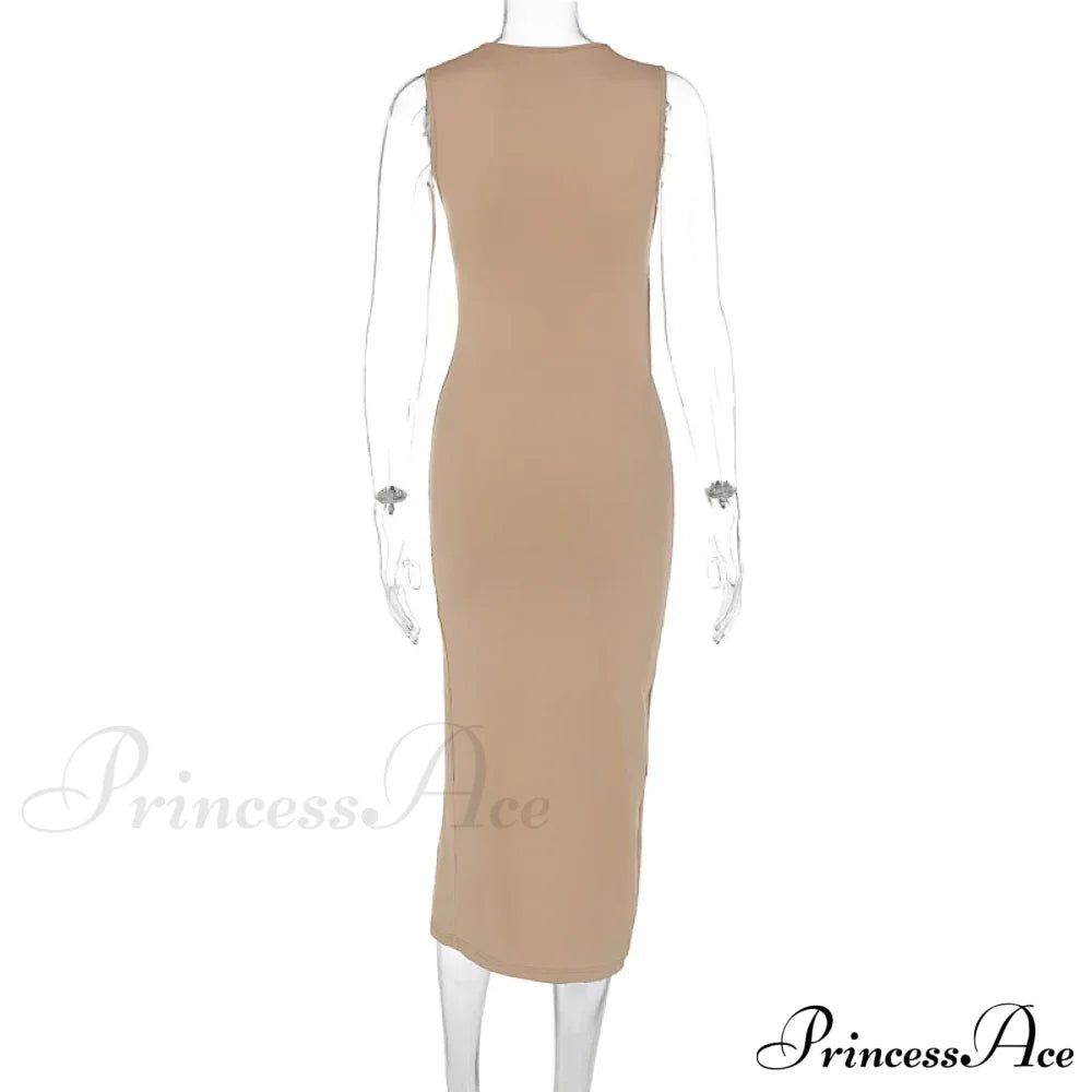 Cut Out Split Sleeveless Maxi Dress