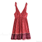 Deep V-Neck Sleeveless Strapless Mini Boho Dress