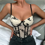 Deep V Pleated Fishbone Mesh Crop Tunic