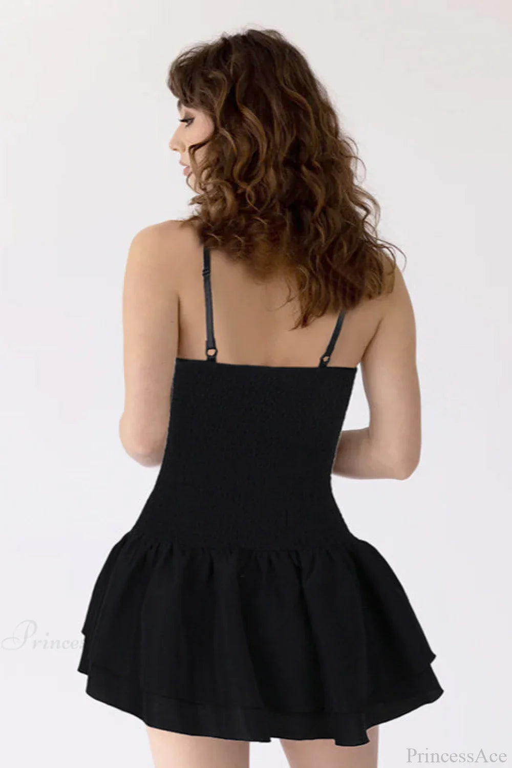 Embroidered Spaghetti Strap A Line Fitted Mini Dress