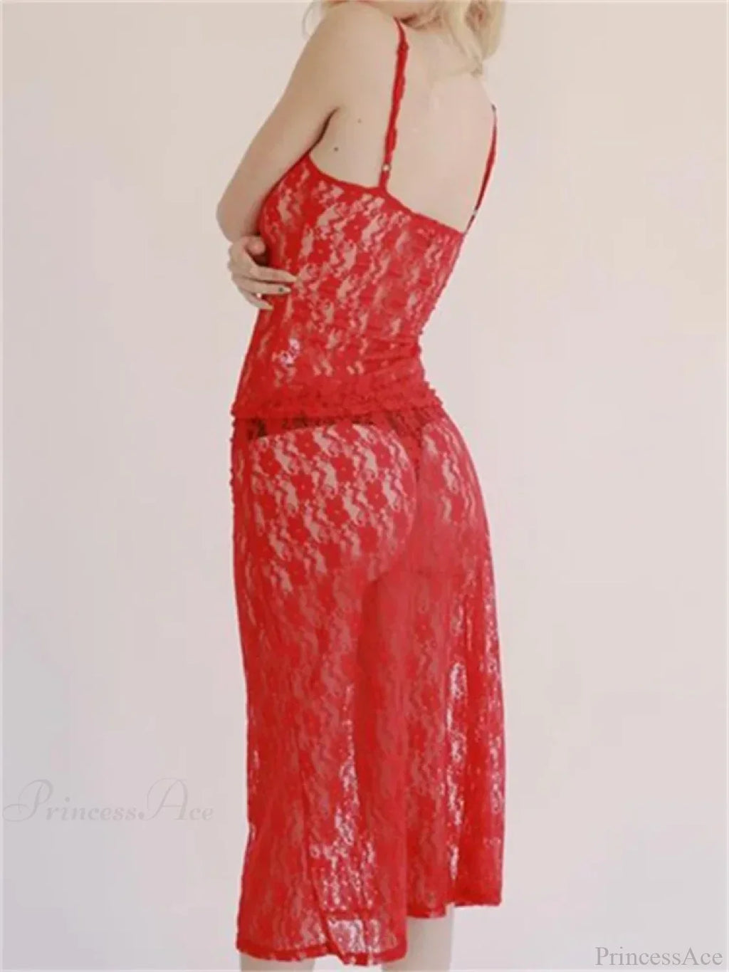 Floral Lace Strap Tank Camis Crop Top With See-Through Long Skirt Set