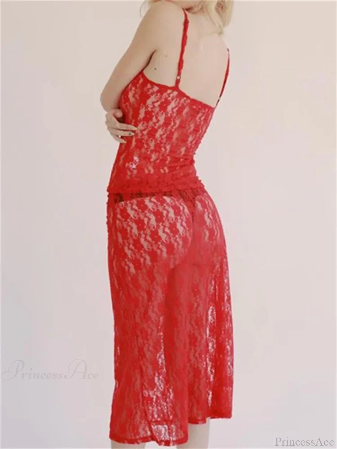 Floral Lace Strap Tank Camis Crop Top With See-Through Long Skirt Set