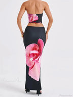 Floral Print Tube Top Elastic Waist Bodycon Skirt Set