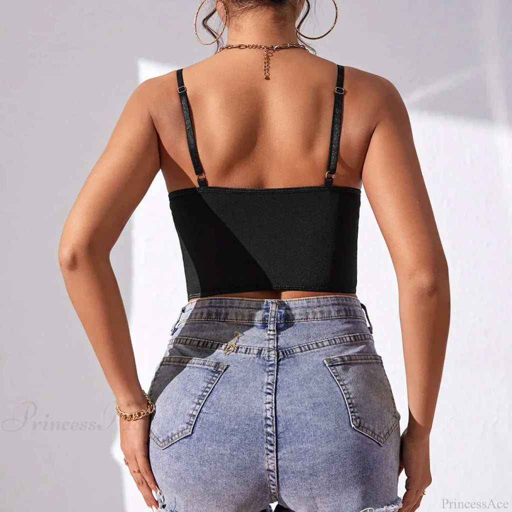 Lace Fishbone Backless Sheer Corset Crop Top