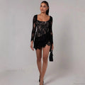 Lace Mesh Corset Mini Prom Dress