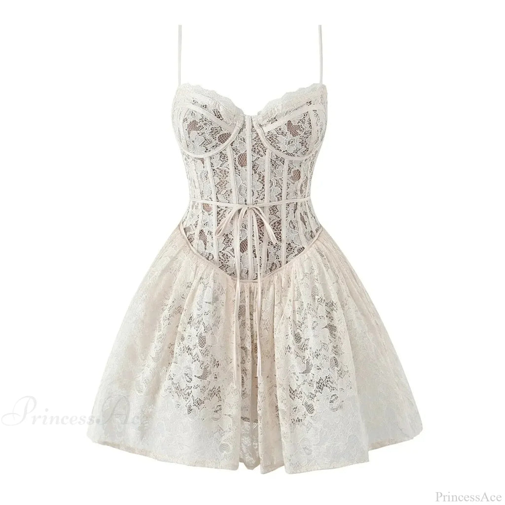 Lace Sling Low Waist Floral Dress