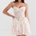 Lace Sling Low Waist Floral Dress