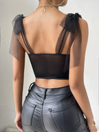 Mesh Lace Corset Camisole See-Through Top