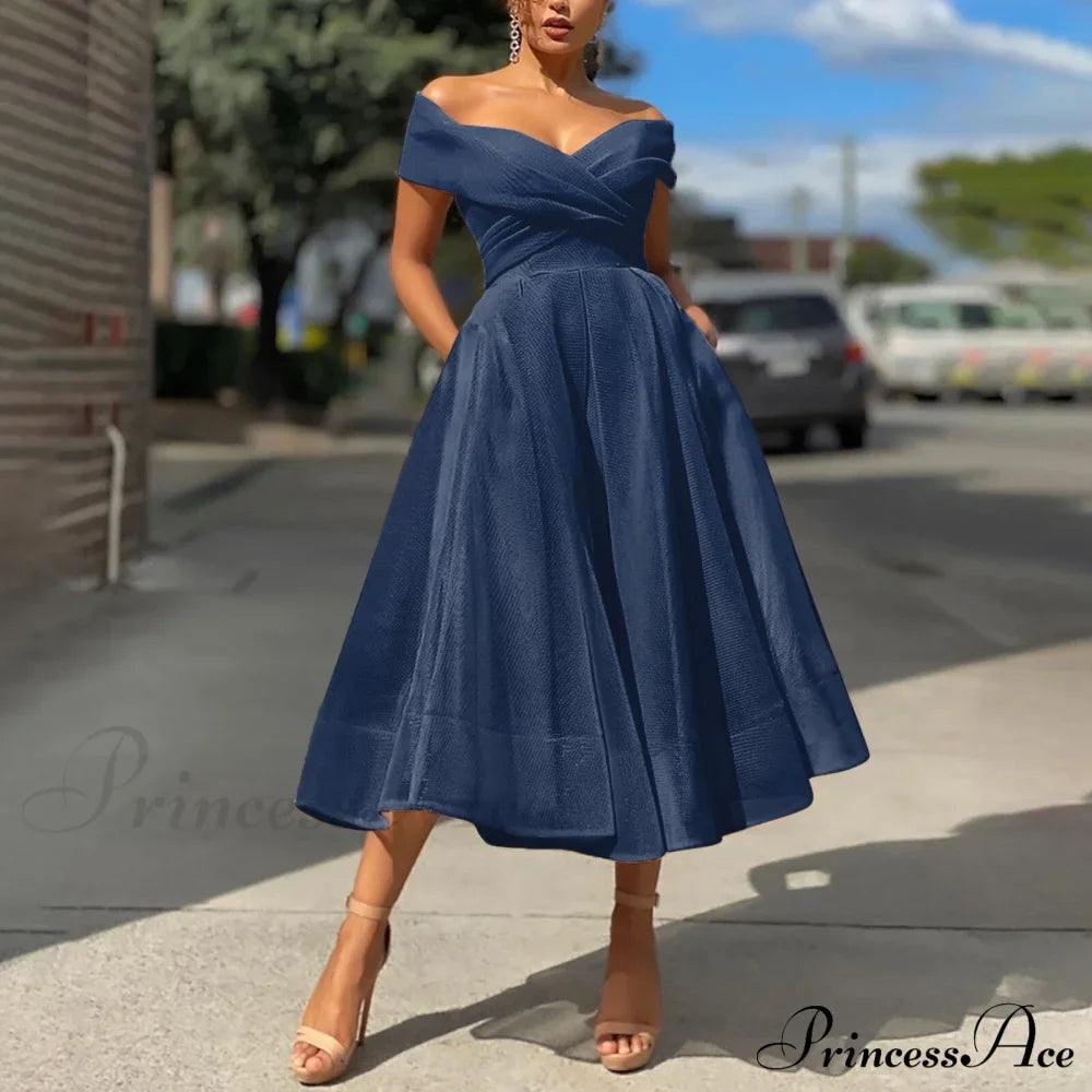 Off Shoulder Wedding Party Elegant Dress