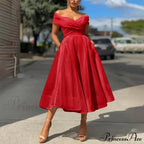 Off Shoulder Wedding Party Elegant Dress
