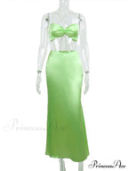 Satin Tube Top Midi Skirts