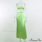 Satin Tube Top Midi Skirts