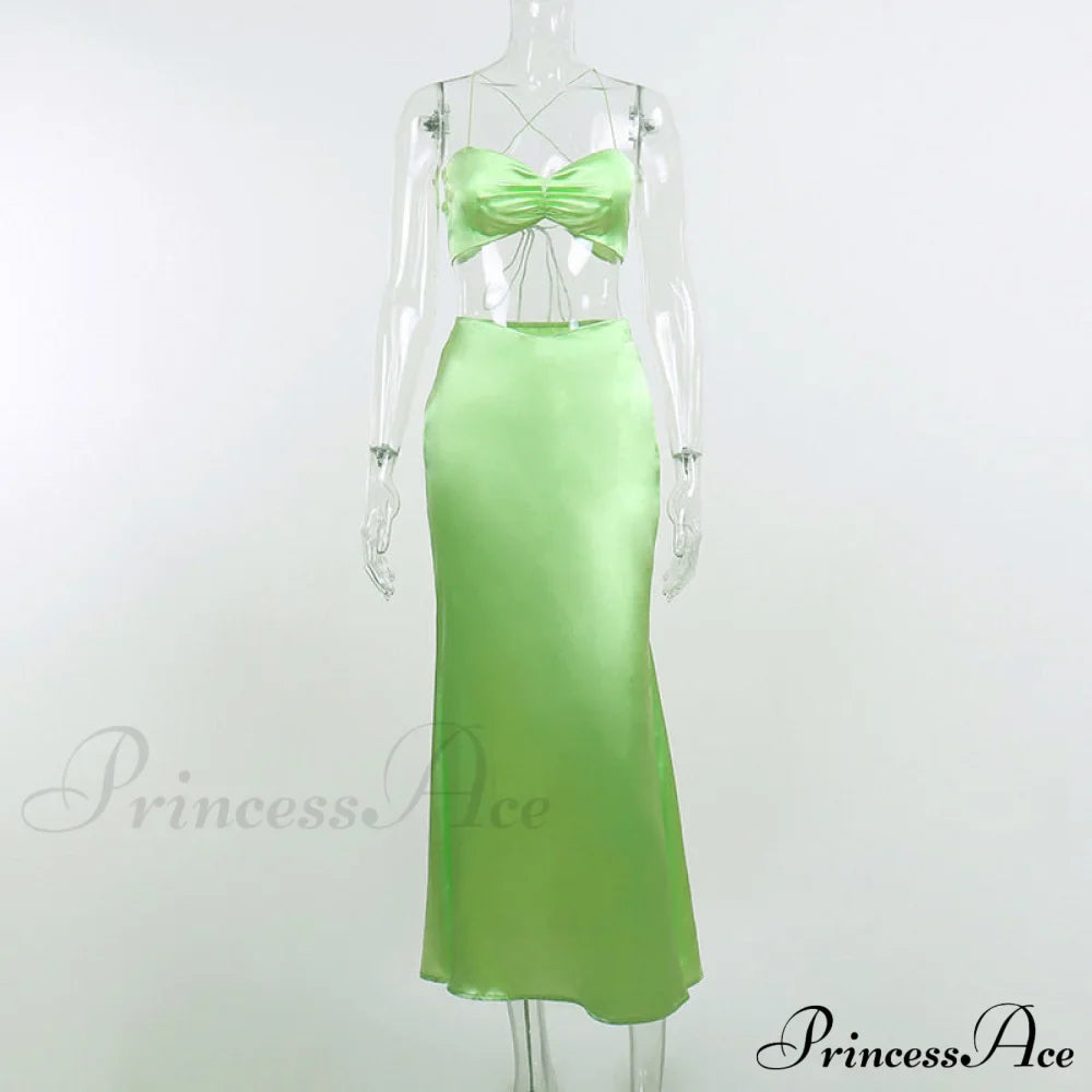Satin Tube Top Midi Skirts