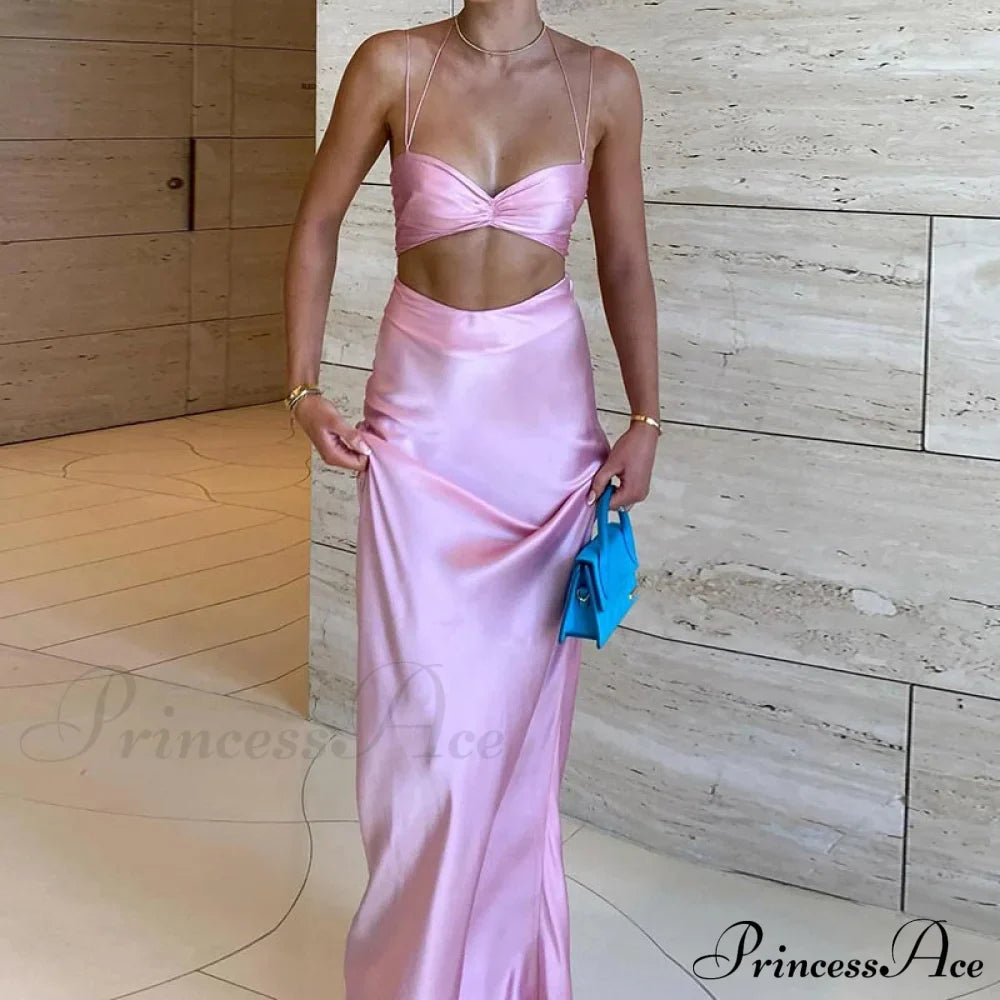 Satin Tube Top Midi Skirts