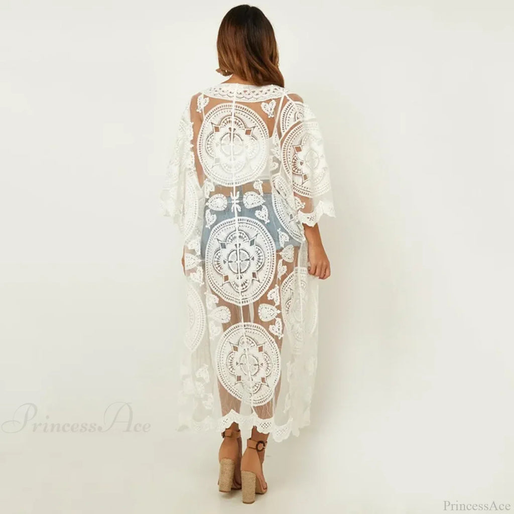 See-Through Lace Blouse Boho Beach Bikini Cover Up