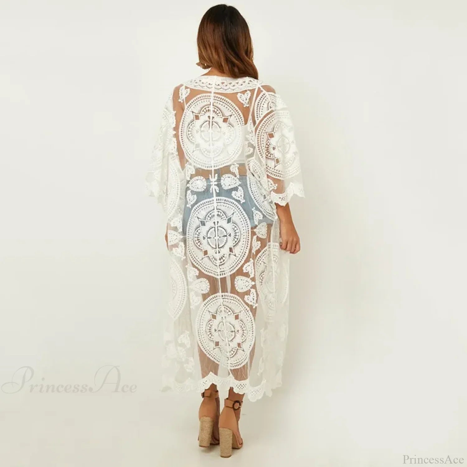 See-Through Lace Blouse Boho Beach Bikini Cover Up